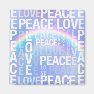 Purple Rainbow White Peace Love Magnet