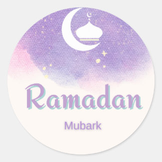 Purple Ramadan mubark Classic Round Sticker