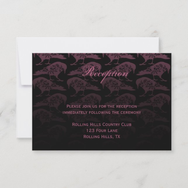 Purple Raven Gothic Wedding Reception Invitation (Front)