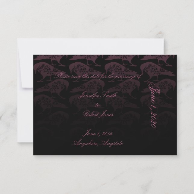 Purple Raven Gothic Wedding Save the Date (Front)