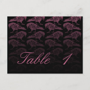 Purple Raven Gothic Wedding Table Number Postcard