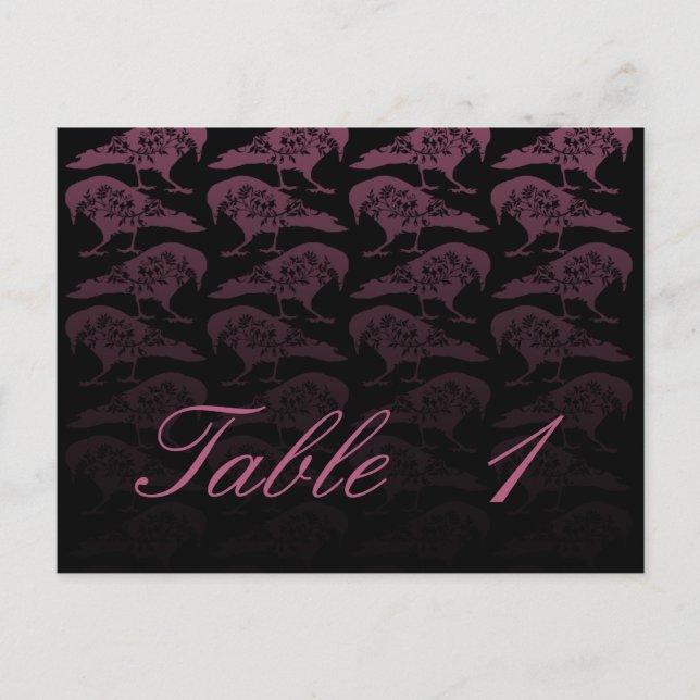 Purple Raven Gothic Wedding Table Number Postcard (Front)