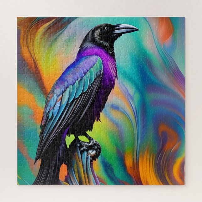 Purple Raven,  northern lights background Jigsaw Puzzle (Vertical)