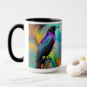 Purple Raven,  northern lights background Mug