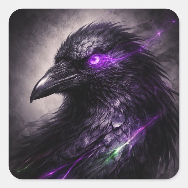 Purple Raven Sticker – Dark Gothic Aesthetic (Front)
