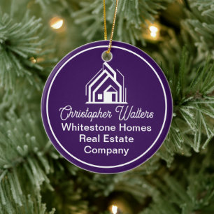 Purple Real Estate Company Customised Christmas Ceramic Ornament