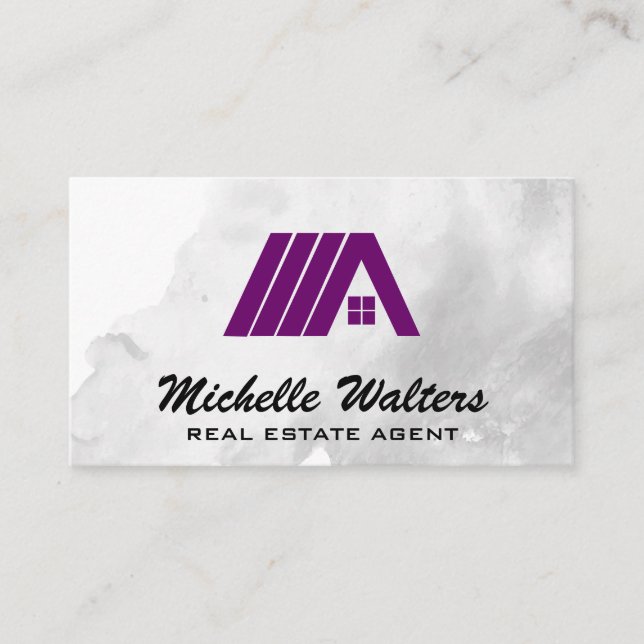 Purple Real Estate Logo Business Card (Front)