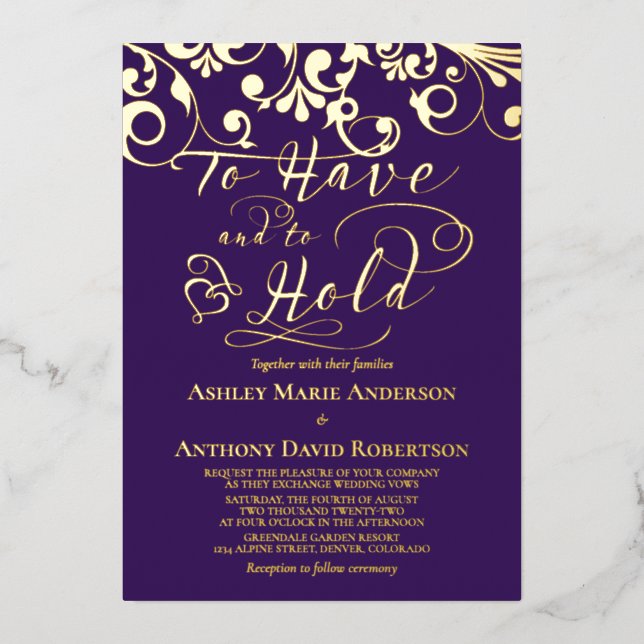 Purple Real Gold Foil To Have To Hold Wedding (Front)
