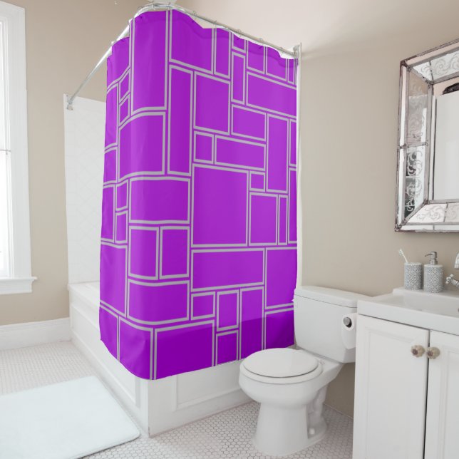 Purple Rectangles  Shower Curtain (In Situ)