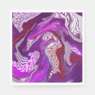 Purple Red Abstract Modern Marble Fluid Art Napkin