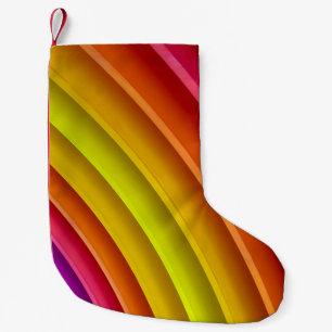 Purple, red, and yellow rainbow column small christmas stocking