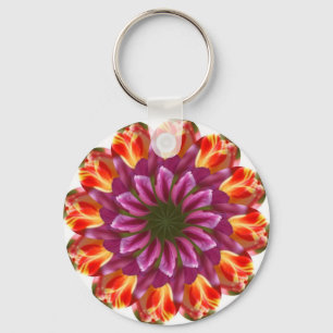 Purple, Red and Yellow Tulips Key Ring