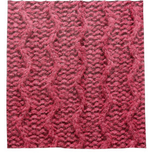 Purple red, cherry knitted sweater texture shower curtain