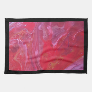 Purple Red Copper White Abstract Black Backgound Tea Towel