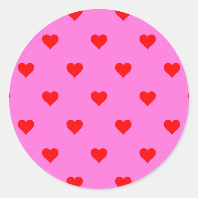 Purple Red Cute Simple Heart Pattern Classic Round Sticker (Front)