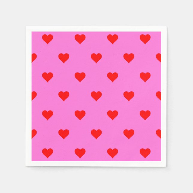 Purple Red Cute Simple Heart Pattern Napkin (Front)