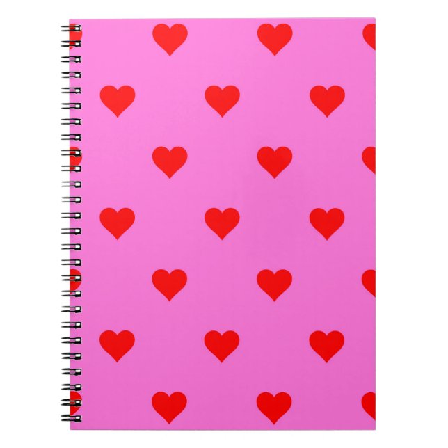 Purple Red Cute Simple Heart Pattern Notebook (Front)
