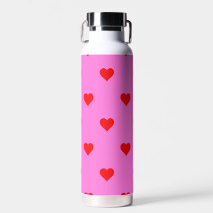 Purple Red Cute Simple Heart Pattern Water Bottle