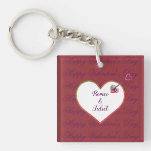 Purple Red Heart Cute Romance Happy Valentines Day Key Ring