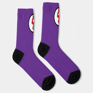 Purple Red Lightning Bolt Superhero Halloween Socks