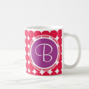 Purple & Red Polka Dot Monogram Coffee Mug