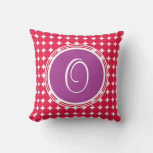 Purple & Red Polka Dot Monogram Cushion