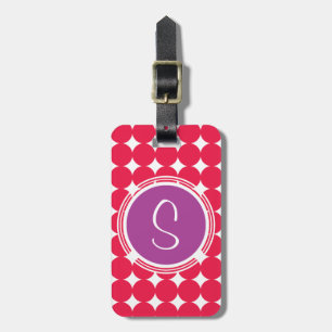 Purple & Red Polka Dot Monogram Luggage Tag