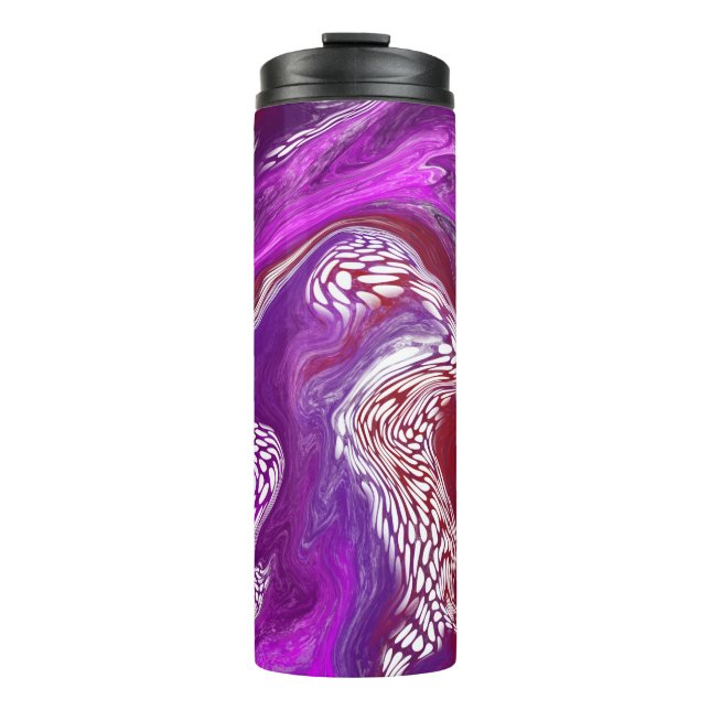 Purple Red Swirl Marble Fluid Art  Thermal Tumbler (Front)