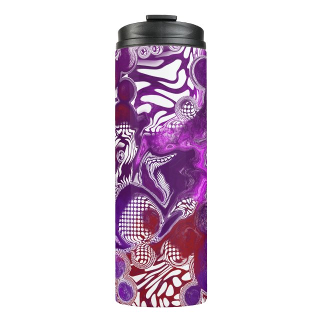 Purple Red Swirl Marble Fluid Art   Thermal Tumbler (Front)