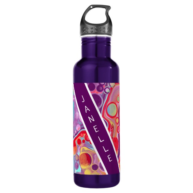 Purple, Red, Yellow, Blue Abstract personalised  710 Ml Water Bottle (Front)