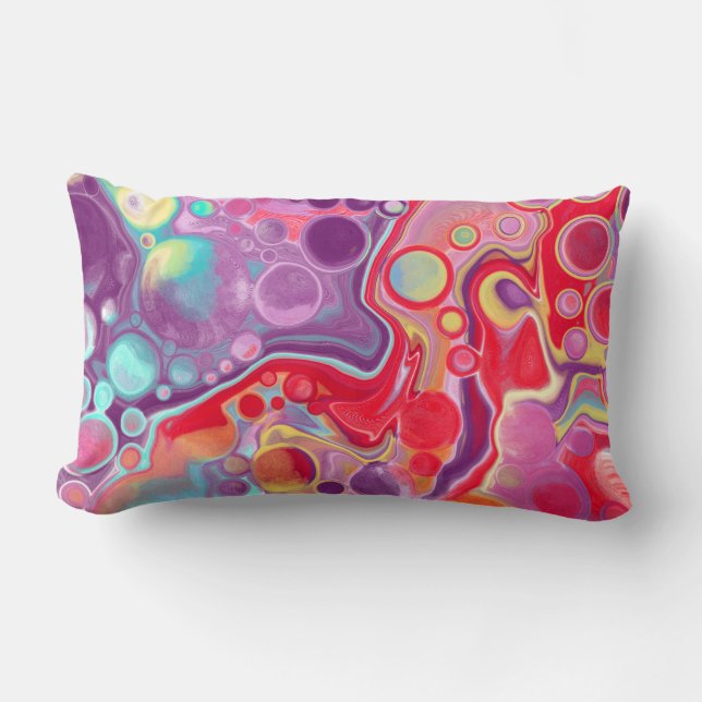 Purple, Red, Yellow, Blue Abstract Throw Pillow (Front)
