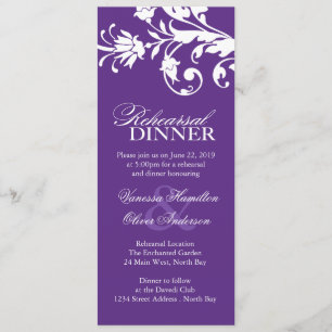 Purple Rehearsal Dinner Invitations