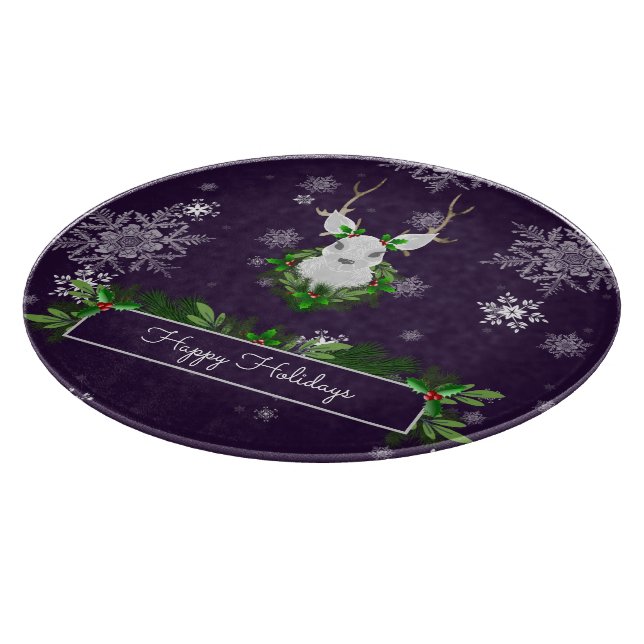 Purple Reindeer Cutting Board (Corner)