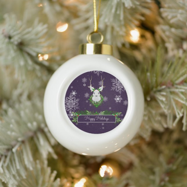 Purple Reindeer Framed Ornament (Tree)