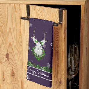 Purple Reindeer Kitchen Towel