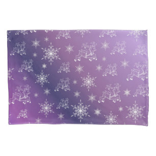 purple,reindeer, star, stars, snowflake, christmas pillowcase