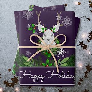 Purple Reindeer Wrapping Paper
