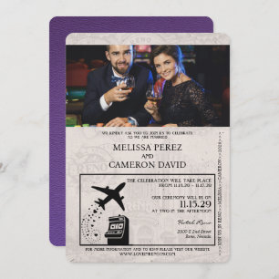 Purple Reno Passport Wedding Invitation