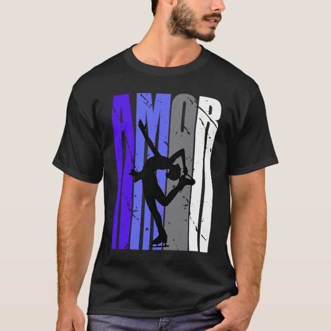 Purple Retro Amor Ice Skating Fan Ice Skates Squad T-Shirt (Front)