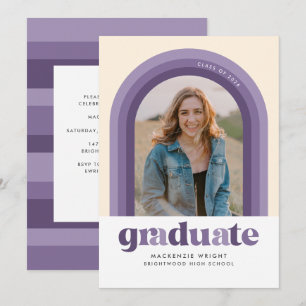 Purple Retro Arch Graduation Announcement