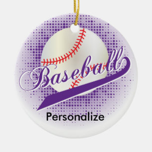 Purple Retro Baseball Style Ceramic Tree Decoration