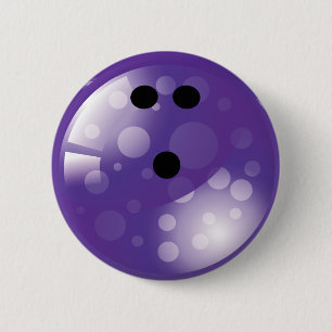 PURPLE RETRO BOWLING BALL 6 CM ROUND BADGE
