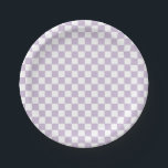 purple Retro Chequered birthday Paper Plates<br><div class="desc">Retro chequered print Birthday party plates in purple.</div>