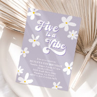 Purple Retro Daisy Five Is A Vibe Birthday 