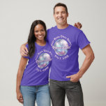 Purple Retro Disco Ball PERSONALIZED T-Shirt<br><div class="desc">A stylised graphic of a disco ball,  personalise it with your name,  message,  date. Fun retro disco design,  cute for a bachelorette,  birthday,  or any party.</div>