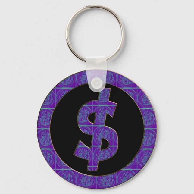 PURPLE RETRO DOLLAR SIGN KEY RING (Front)