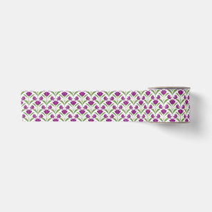 Purple Retro Floral Satin Ribbon Vintage Botanic