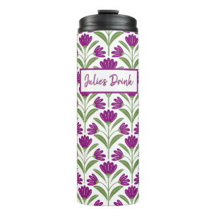 Purple Retro Floral Travel Mug   Vintage Botanical