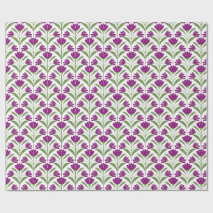 Purple Retro Floral Wrapping Paper Vintage Botan