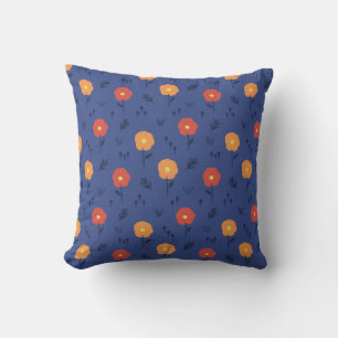 Purple Retro Flower Art Pattern Aesthetic Flower Cushion